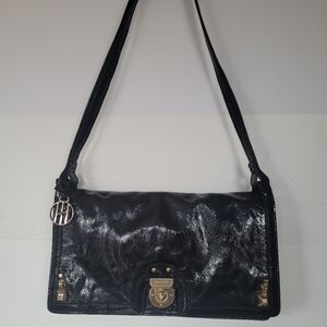 Hayden-Harnett Black Patent Leather Shoulder Bag